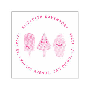 Yummy Ice Cream Trio Zomer Vibe Adres Zelfinktende Stempel