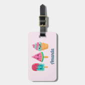 Yummy Ice Cream Trio Zomer Vibe Bagagelabel (Voorkant verticaal)