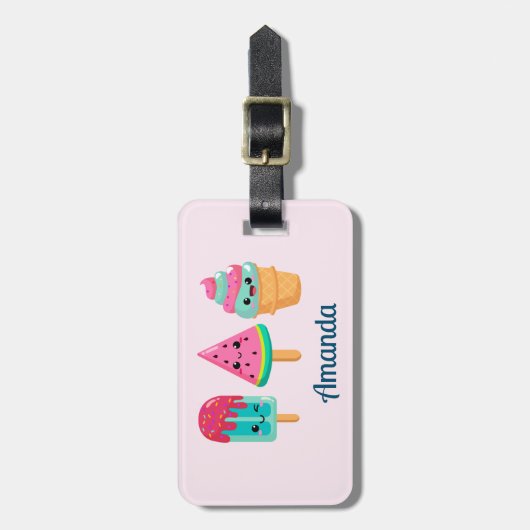 Yummy Ice Cream Trio Zomer Vibe Bagagelabel (Voorkant verticaal)