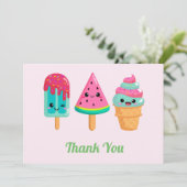 Yummy Ice Cream Trio Zomer Vibe Bedankkaart (Staand voorkant)