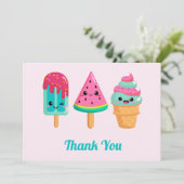 Yummy Ice Cream Trio Zomer Vibe Bedankkaart (Staand voorkant)