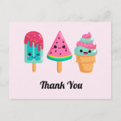 Yummy Ice Cream Trio Zomer Vibe Bedankt Briefkaart (Voorkant)