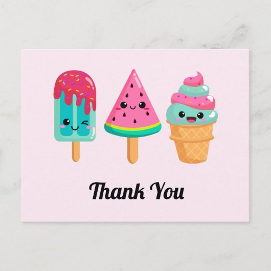 Yummy Ice Cream Trio Zomer Vibe Bedankt Briefkaart (Voorkant)