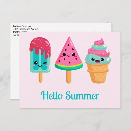 Yummy Ice Cream Trio Zomer Vibe Briefkaart (Voorkant / Achterkant)