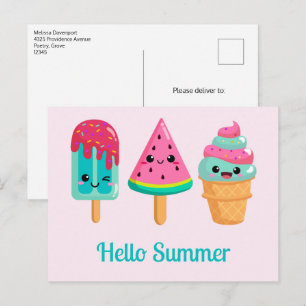 Yummy Ice Cream Trio Zomer Vibe Briefkaart