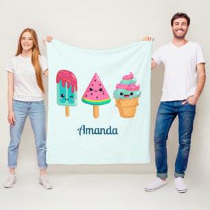 Yummy Ice Cream Trio Zomer Vibe Fleece Deken