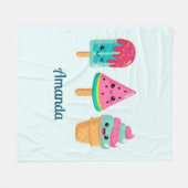 Yummy Ice Cream Trio Zomer Vibe Fleece Deken (Voorkant (Horizontaal))