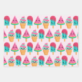 Yummy Ice Cream Trio Zomer Vibe Inpakpapier Vel (Voorkant 3)