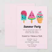 Yummy Ice Cream Trio Zomer Vibe Party Kaart (Voorkant / Achterkant)