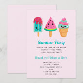 Yummy Ice Cream Trio Zomer Vibe Party Kaart (Voorkant / Achterkant)