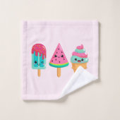 Yummy Ice Cream Trio Zomer Vibe Patroon Bad Handdoek (Wasdoekje)