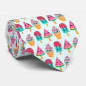 Yummy Ice Cream Trio Zomer Vibe Patroon Stropdas (Opgerold)