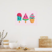 Yummy Ice Cream Trio Zomer Vibe Poster (Keuken)