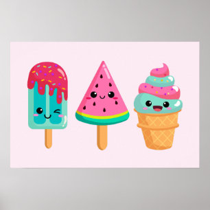 Yummy Ice Cream Trio Zomer Vibe Poster