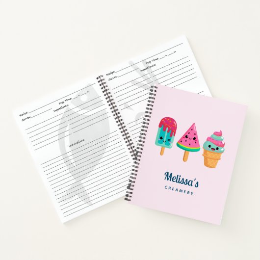 Yummy Ice Cream Trio Zomer Vibe Recept Notitieboek (Binnen)