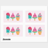 Yummy Ice Cream Trio Zomer Vibe Rechthoekige Sticker (Vel)