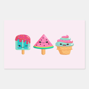 Yummy Ice Cream Trio Zomer Vibe Rechthoekige Sticker