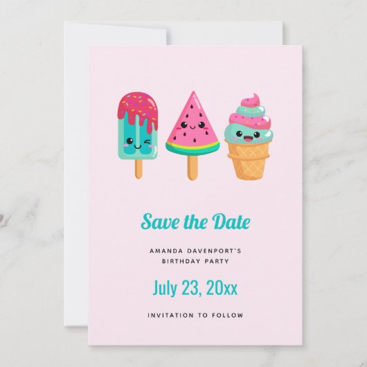 Yummy Ice Cream Trio Zomer Vibe Save The Date (Voorkant)
