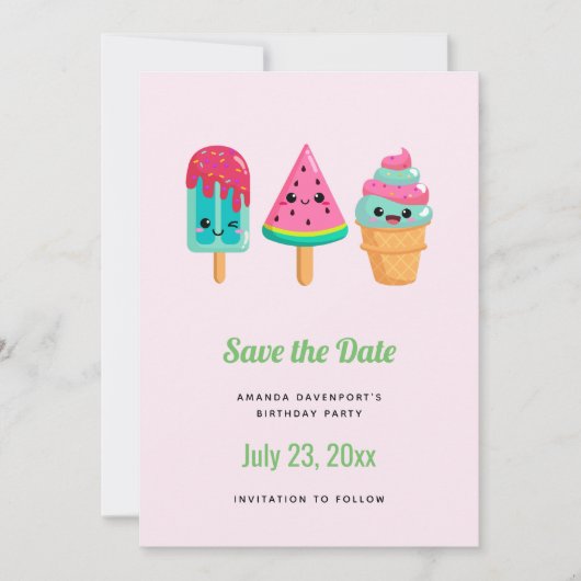Yummy Ice Cream Trio Zomer Vibe Save The Date (Voorkant)