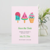Yummy Ice Cream Trio Zomer Vibe Save The Date (Staand voorkant)