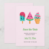 Yummy Ice Cream Trio Zomer Vibe Save The Date (Voorkant / Achterkant)