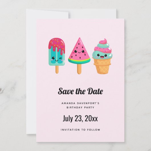 Yummy Ice Cream Trio Zomer Vibe Save The Date (Voorkant)