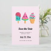 Yummy Ice Cream Trio Zomer Vibe Save The Date (Staand voorkant)