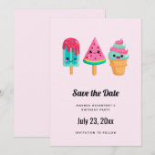 Yummy Ice Cream Trio Zomer Vibe Save The Date (Voorkant / Achterkant)