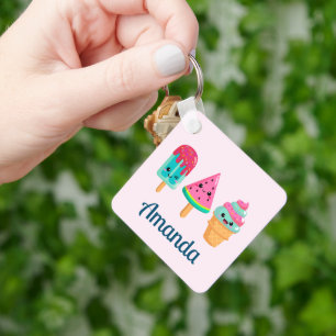 Yummy Ice Cream Trio Zomer Vibe Sleutelhanger