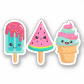 Yummy Ice Cream Trio Zomer Vibe Sticker (Voorkant)