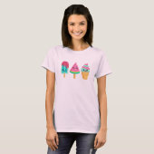 Yummy Ice Cream Trio Zomer Vibe T-shirt (Voorkant volledig)