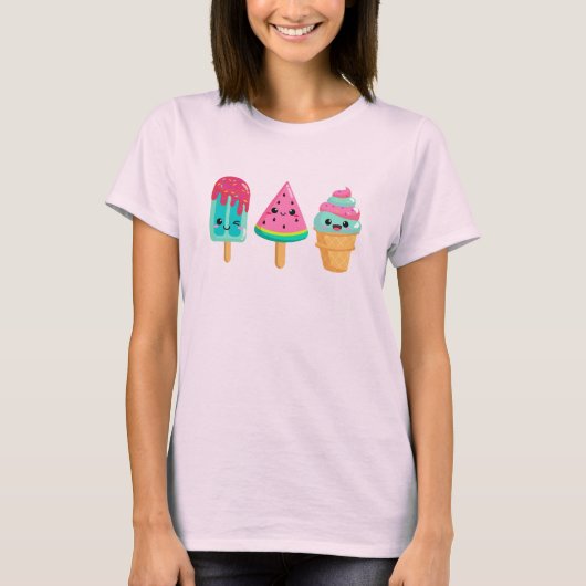 Yummy Ice Cream Trio Zomer Vibe T-shirt (Voorkant)
