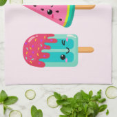 Yummy Ice Cream Trio Zomer Vibe Theedoek (Gevouwen)