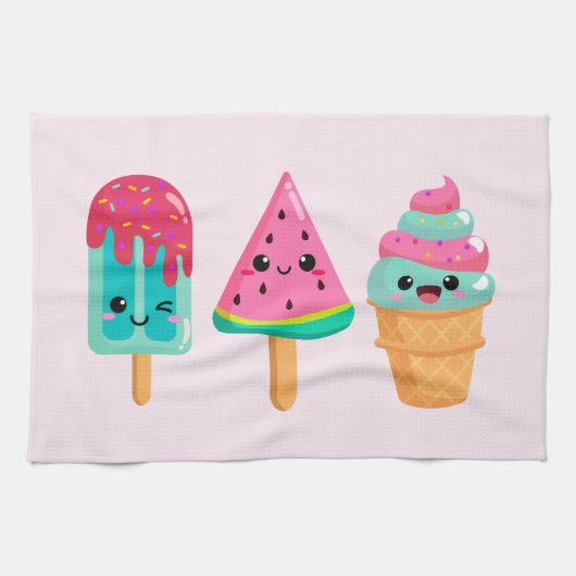 Yummy Ice Cream Trio Zomer Vibe Theedoek (Horizontaal)