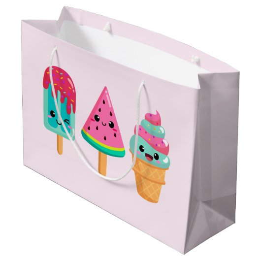 Yummy Ice Cream Trio Zomer Vibe Verjaardag Groot Cadeauzakje (Achterkant Gekanteld)
