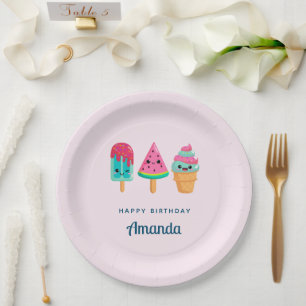 Yummy Ice Cream Trio Zomer Vibe Verjaardag Papieren Bordje