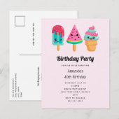 Yummy Ice Cream Trio Zomer Vibe Verjaardag Uitnodiging Briefkaart (Voorkant / Achterkant)