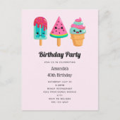 Yummy Ice Cream Trio Zomer Vibe Verjaardag Uitnodiging Briefkaart (Voorkant)