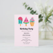 Yummy Ice Cream Trio Zomer Vibe Verjaardag Uitnodiging Briefkaart (Staand voorkant)