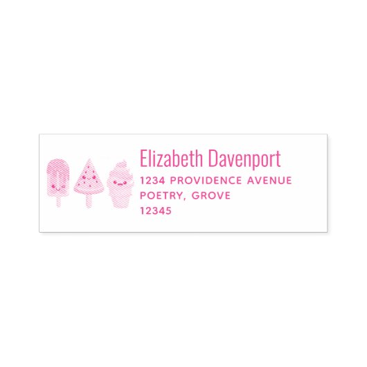 Yummy Ice Cream Trio Zomer Vibe Zelfinktende Stempel (Design)