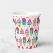 Yummy Ice Cream Trio Zomerpatroon Papieren Bekers (Achterkant)