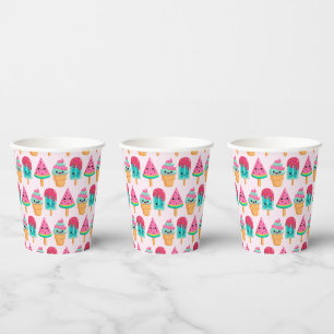 Yummy Ice Cream Trio Zomerpatroon Papieren Bekers