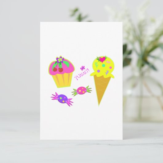 Yummy Ice Cream Uitnodigingen (Staand voorkant)