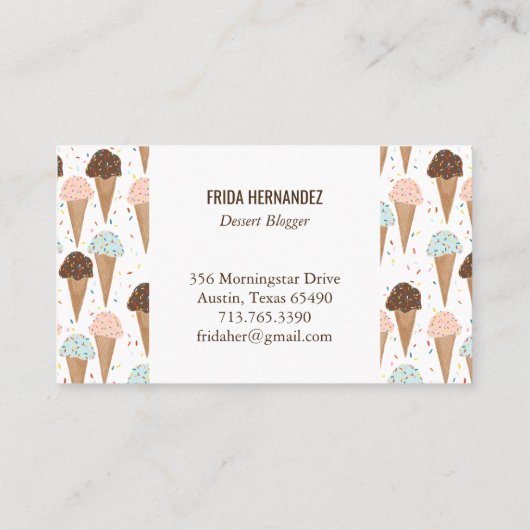 Yummy ice crème cone visitekaartje design (Achterkant)