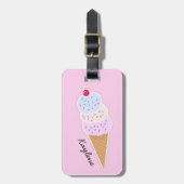 Yummy Icecream Cone Gepersonaliseerd Bagagelabel (Voorkant verticaal)