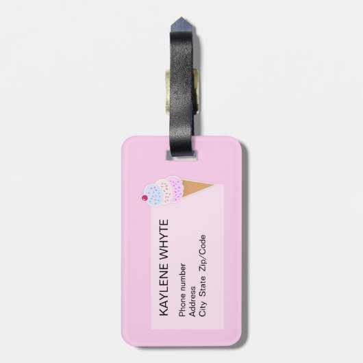 Yummy Icecream Cone Gepersonaliseerd Bagagelabel (Achterkant verticaal)