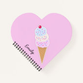 Yummy Icecream Cone Gepersonaliseerd Hart Notitieb Notitieboek (Voorkant)