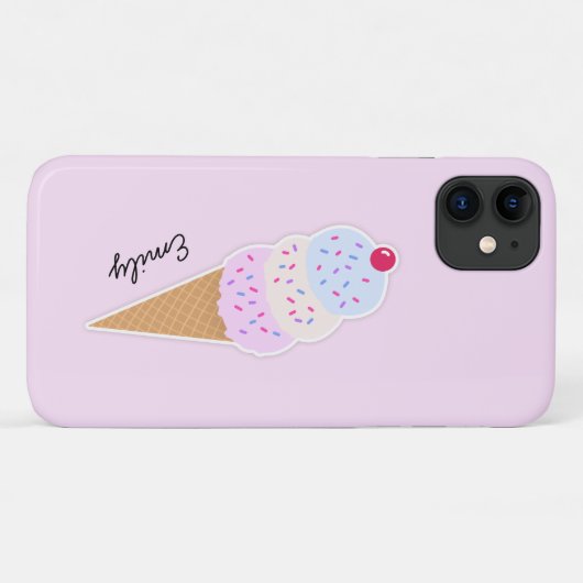 Yummy Icecream Cone Gepersonaliseerde iPhone Case (Achterkant (horizontaal))