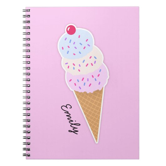 Yummy Icecream Kegelspiraal Foto Notitieboek (Voorkant)