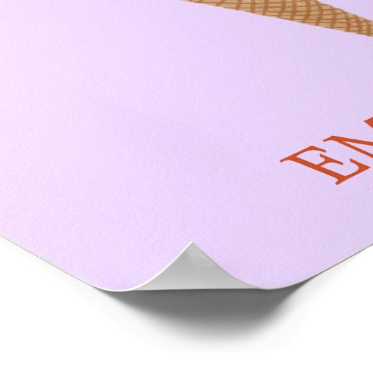 Yummy Kleurrijke Ice Cream Cone Triple Scoop CUSTO Poster (Hoek)